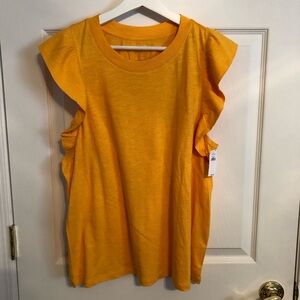 NWT Banana Republic Ribbed Tank with Flutter Cap Sleeves in Yellow